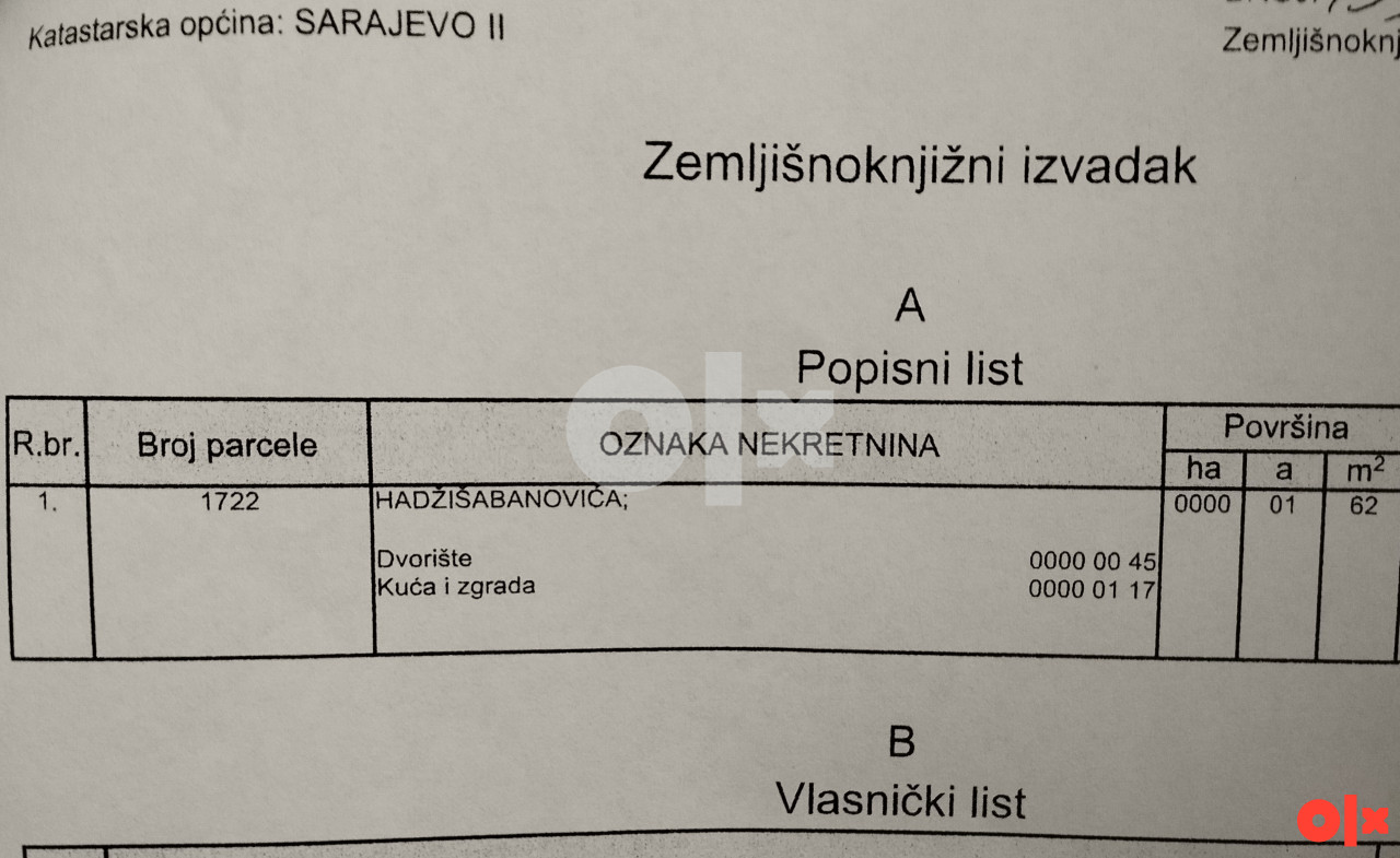 Kuća Hadžišabanovića (Stari grad), plac 162 m2, mogučnost zamjene photo 4