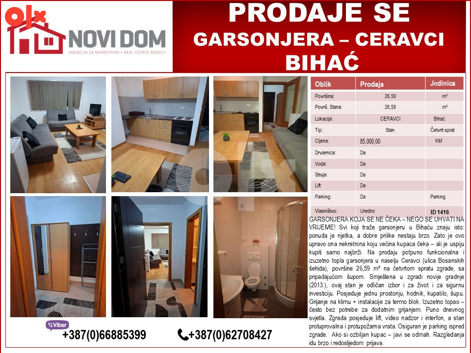 PRODAJE SE - Garsonjera - CERAVCI - BIHAĆ