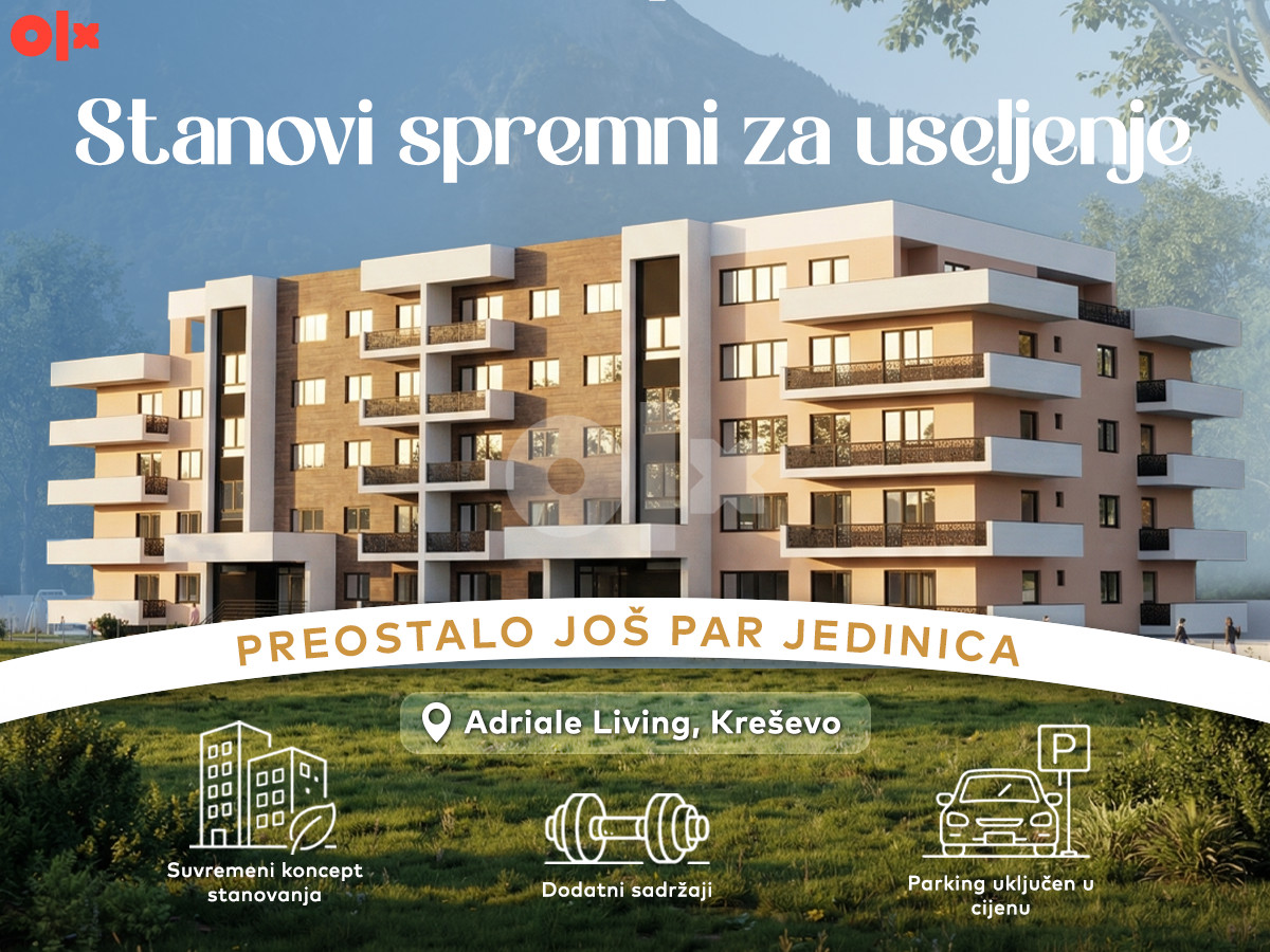 Dvosoban stan, Kreševo, 69.11m2, novogradnja, prizemlje