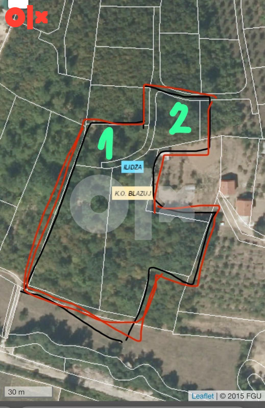 2 parcele  Ilidza mostarsko raskrsce 1850 m2 2