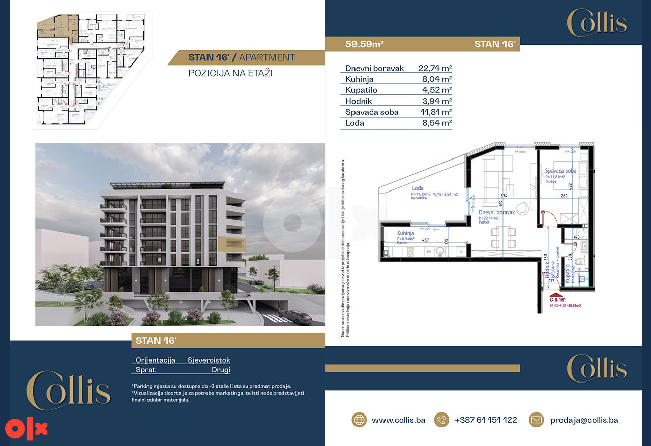 Dvosoban stan Sarajevo,Novi Grad - Novogradnja "Collis" 59.59 m2 8