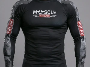 Muscle Freak Rashguard Black Military Sleeve