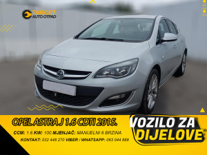 OPEL ASTRA J 1.6 DIZEL 100KW 2015 MJENJAC MOTOR B16DTH DIJELOVI