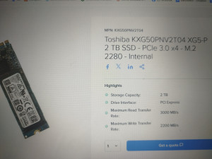 Toshiba 2TB SSD Nvme