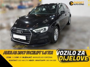 AUDI A3 2017 FACELIFT 1.6 TDI 81KW MJENJAČ MOTOR DBKA DIJELOVI