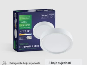 LED panel Green Tech 12W, 3CCT, nadgradni, okrugli