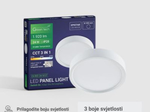 LED panel Green Tech 24W, 3CCT, nadgradni, okrugli