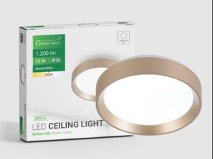 LED plafonjera Green Tech, 12W, 4000K, IP20, zlatna, promjer 25,8