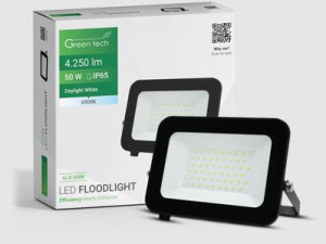 LED reflektor Green Tech 4250 lm, 50W, 6500K, IP65, crni