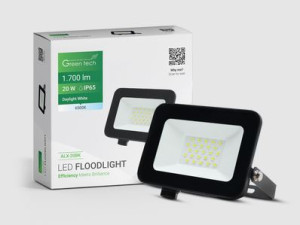 LED reflektor Green Tech 1700 lm, 20W, 6500K, IP65, crni