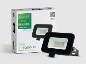 LED reflektor Green Tech 900 lm, 10W, 6500K, IP65, crni