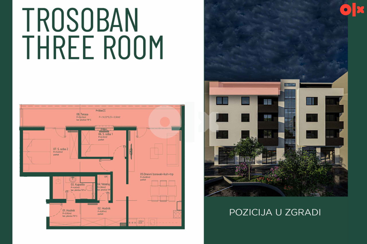 Trosoban stan Sarajevo Dobrinja 70.39m2 4