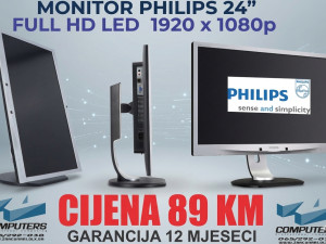 MONITOR PHILIPS 24" FULL HD / DISPLAY PORT/ DVI / VGA