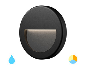 BRY VEKTA zidna okrugla lampa crna 3W IP65 - 34190