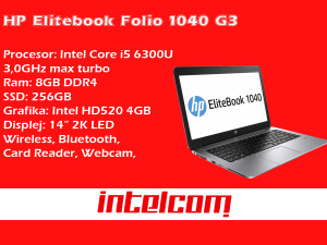 Laptop HP Elitebook Folio 1040 G3 Core i5 6th gen. 2K Touchscreen