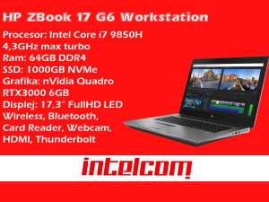 Laptop HP ZBook 17 G6 Workstation Core i7 9th gen; Quadro RTX3000