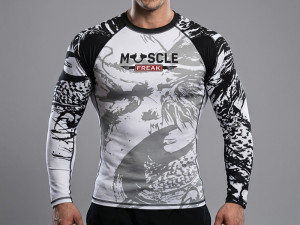 Muscle Freak Rashguard Ronin Camo White and Grey