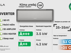 Inverter klima 12 siva Tesla TA35QQFT-1232IHWT -25 A+++ wifi 12ka