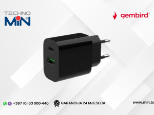 Gembird Punjač 20W Brzo punjenje 2x USB, Black TA-UC-PDQC20-01-BK