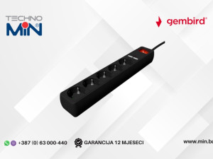 GEMBIRD SPG5-U2-5-02 Produžni kabal, zaštita 5 utičnica 1.5m Crni