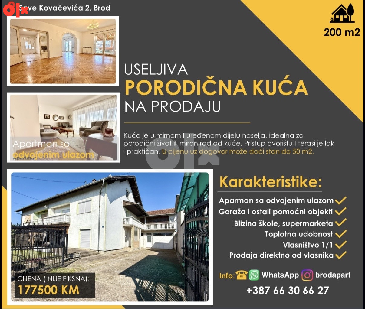 Useljiva kuća sa apartmanom