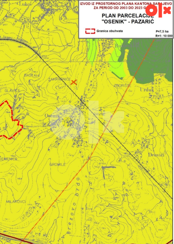 Građevinsko zemljište 1419 M2-Osenik-Hadžići-Asfaltni prilaz 3