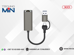 XO HUB018 USB + USB-C na LAN (RJ45) Ethernet Adapter 100Mbps Grey