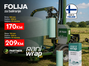 Folija za baliranje rolo bale silaža 500mm x 1800m Rani Wrap