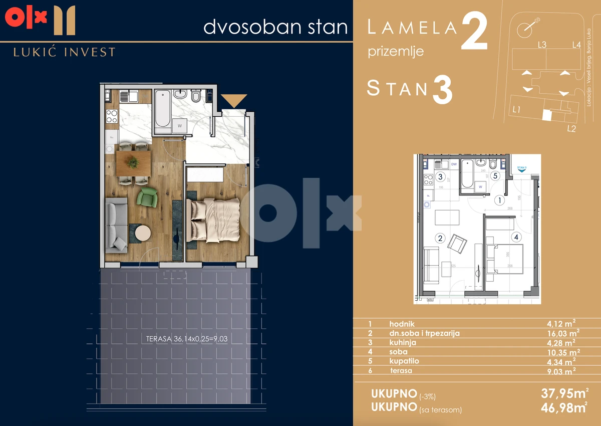 Stan Banja Luka 46.98m2