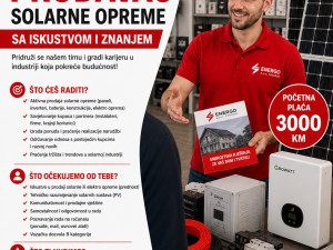 3000KM početna netto plaća Prodavač Solarne Opreme Elektrane