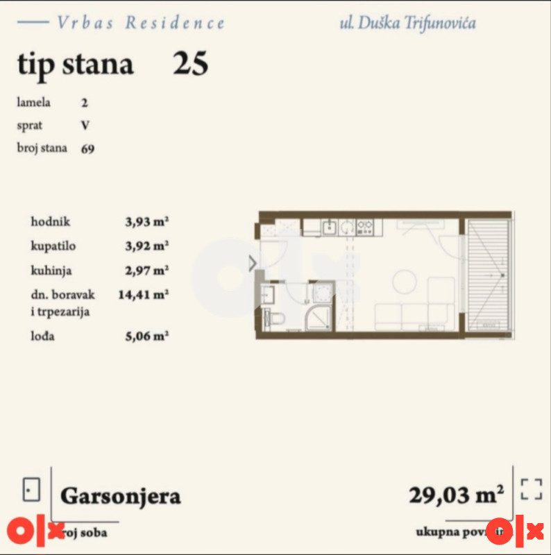 GARSONJERA, 29m2, HISETA 3