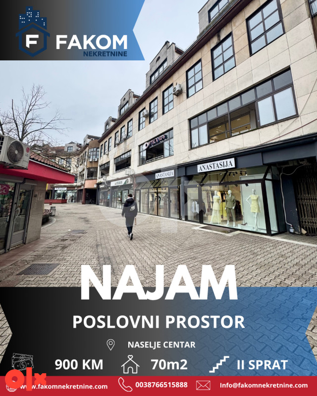 Iznajmljuje se poslovni prostor u centru grada