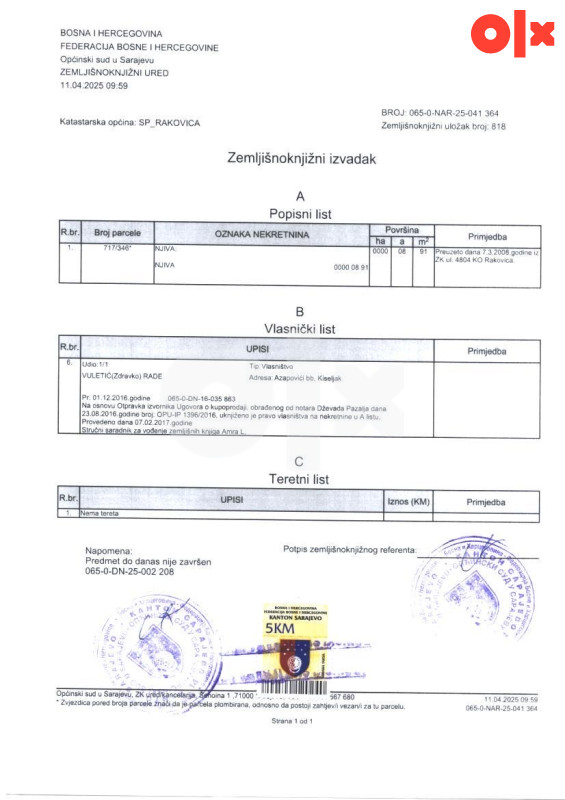 PRODAJA ZEMLJIŠTA RUDNIK RAKOVICA 11