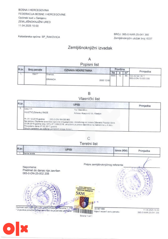 PRODAJA ZEMLJIŠTA RUDNIK RAKOVICA 13