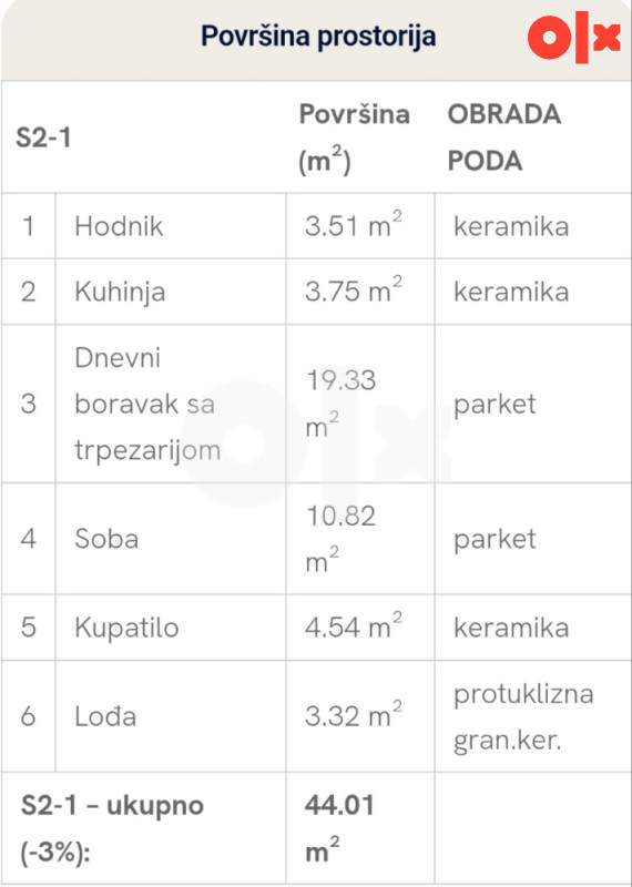JEDNOSOBAN STAN, 44m2, ADA 3