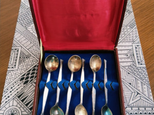 Vintage set ruskih desertnih kašičica posrebreno kašike