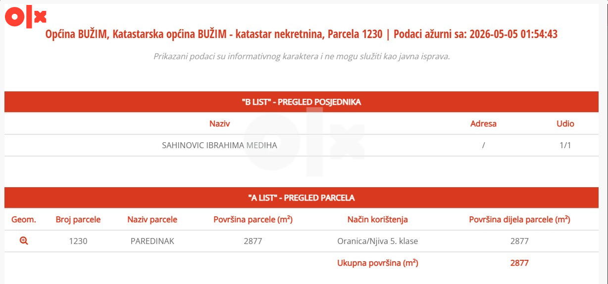 1/1 Bužim Zemljište sa kućom i pomoćnim objektom Stari Grad 3