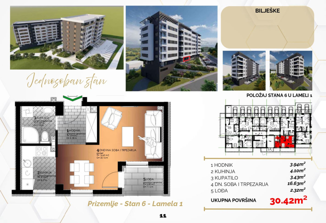 Na prodaju garsonjere u izgradnji-30,10m2 i 30,42m2 3