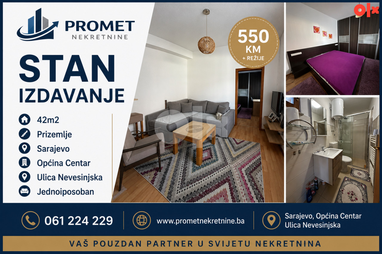 PN/ IZDAVANJE - STAN - CENTAR/ NAMJESTEN/ 42m2