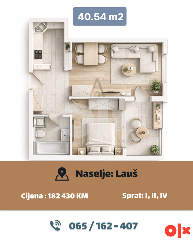 Dvosoban stan - Banja Luka 40m2 na 1km od Gimnazije