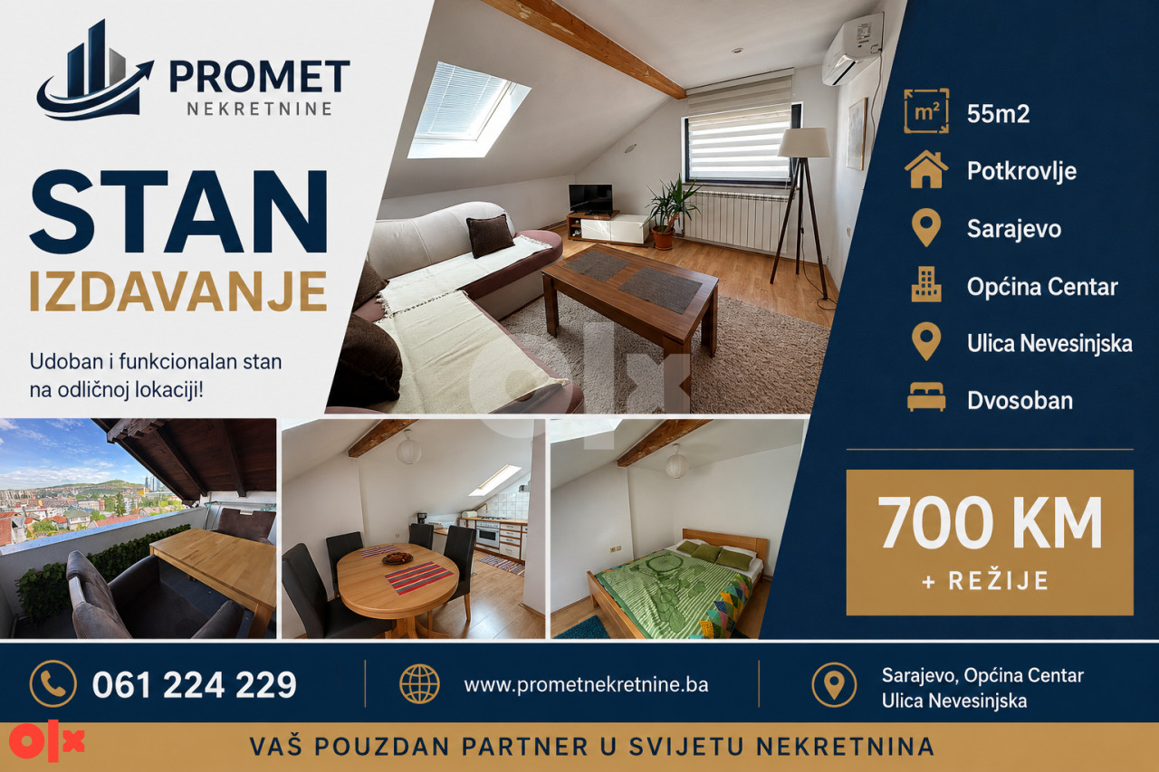 PN/ IZDAVANJE - STAN - CENTAR/ NAMJESTEN/ 55m2