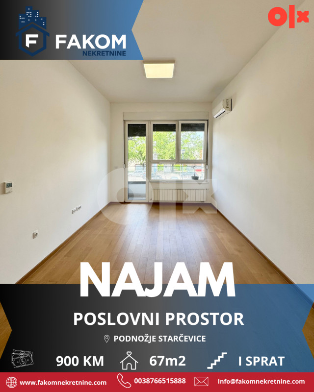 Iznajmljujemo poslovni prostor u podnožju Starčevice