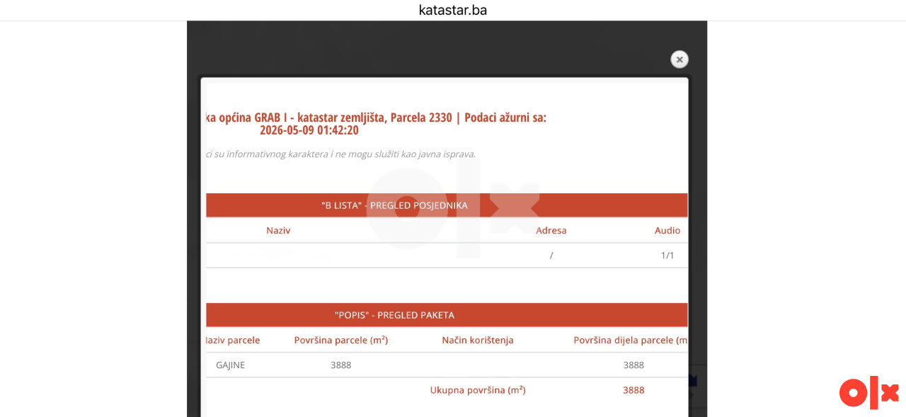 Građevinsko Zemljište Ljubuški - Grab 3888m2
