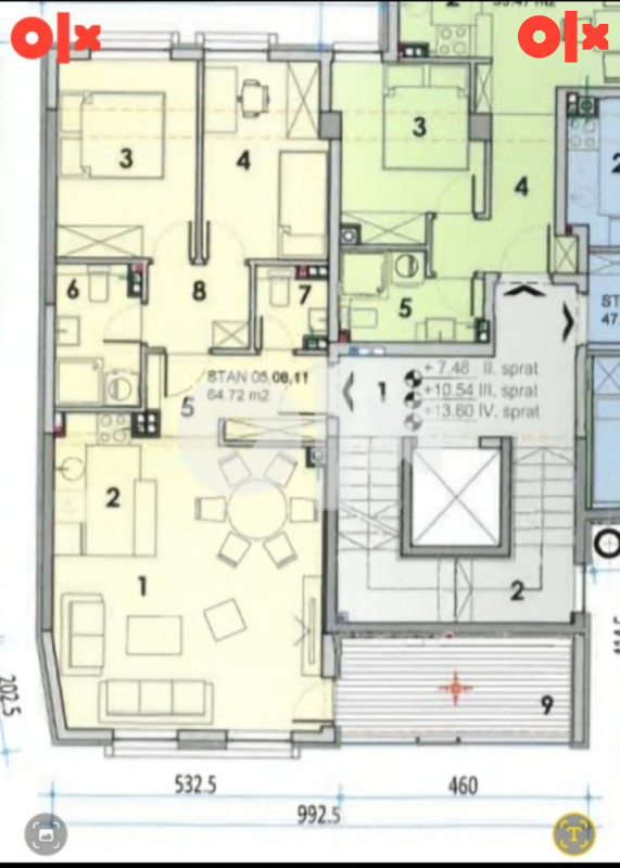 TROSOBAN STAN, 64,72m2, CENTAR BL 2