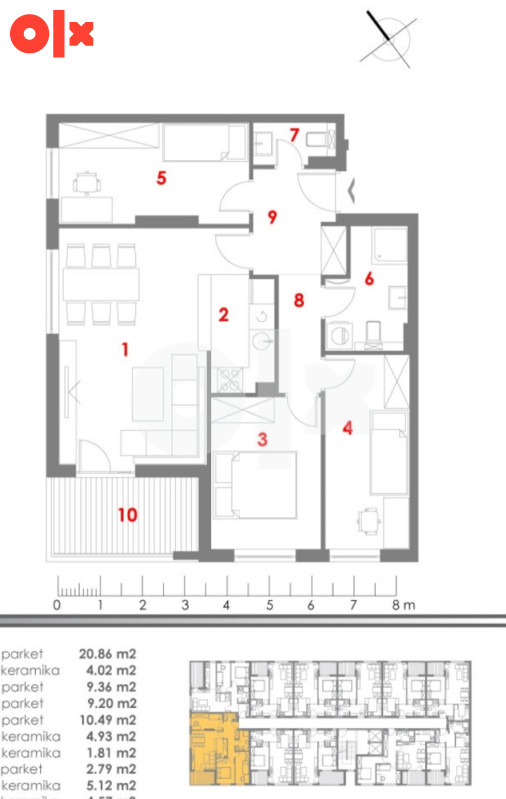 STAN SA 3 SP. SOBE, 71m2, MJESEC 4