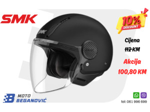 Kaciga jet SMK Laminar Solid crna matt veličina M