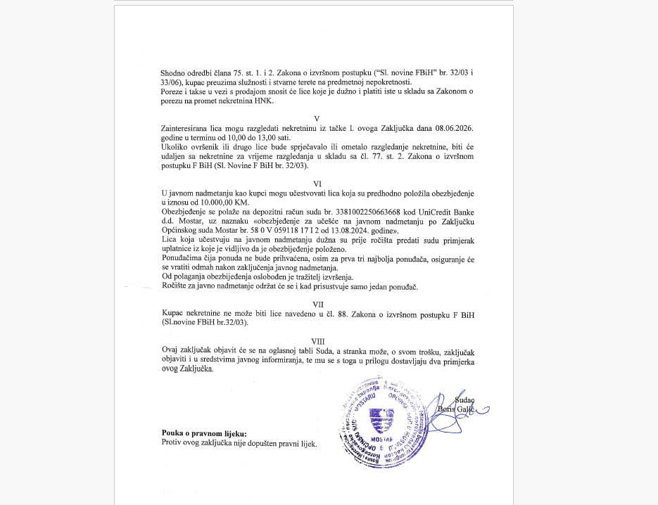 SUDSKA PRODAJA / Poslovni prostor - suvlasnički dio 3