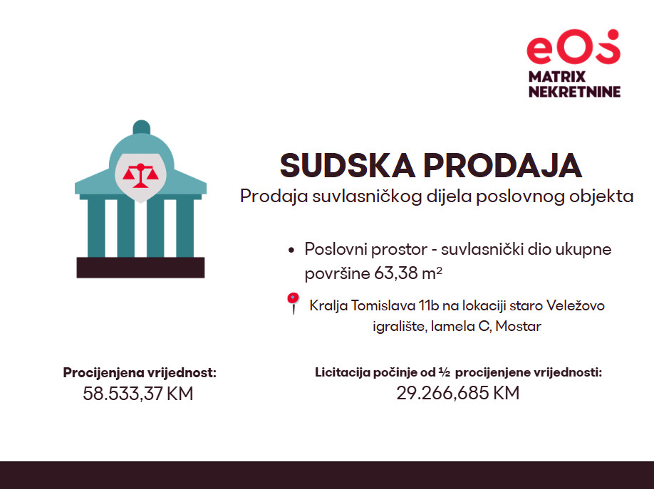SUDSKA PRODAJA / Poslovni prostor - suvlasnički dio
