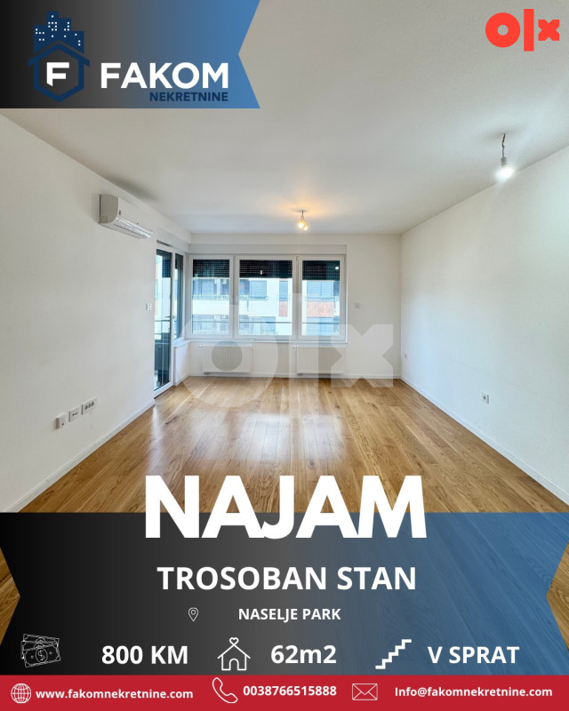 Iznajmljuje se nenamješten stan, naselje Park