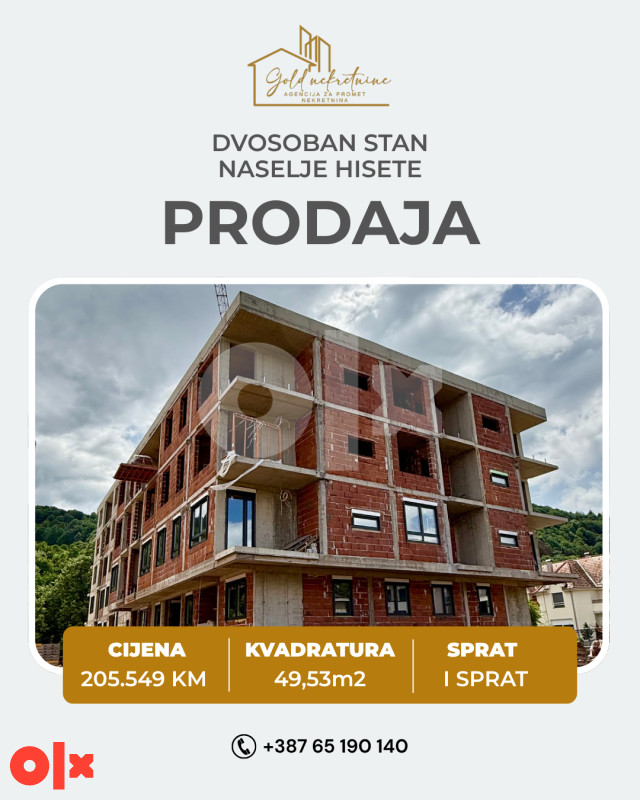 Na prodaju dvosoban stan u izgradnji, Hisete
